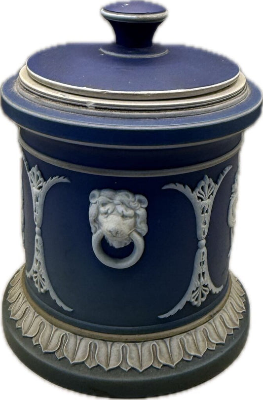 WEDGEWOOD BLUE JASPERWARE HUMIDOR TOBACCO JAR