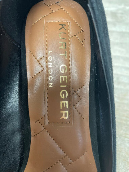 KURT GEIGER MAYFAIR BLACK SUEDE EMBELLISHED BUCKLE HEELS SIZE 41