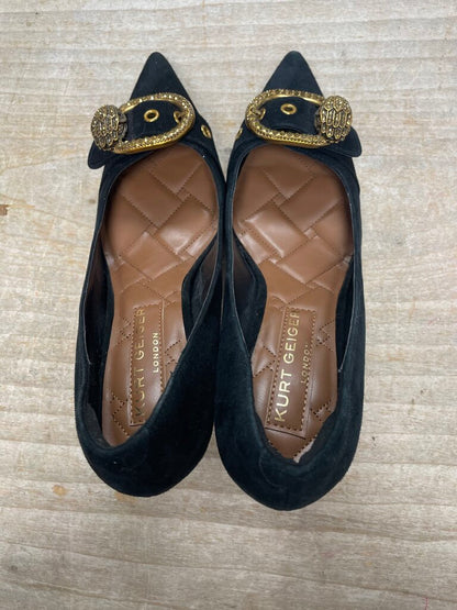 KURT GEIGER MAYFAIR BLACK SUEDE EMBELLISHED BUCKLE HEELS SIZE 41