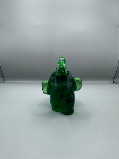 GREEN MAURANO GLASS ELEPHANT FIGURE / PAPERWEIGHT