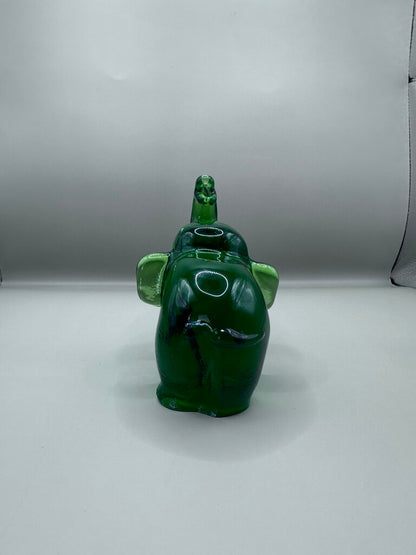GREEN MAURANO GLASS ELEPHANT FIGURE / PAPERWEIGHT