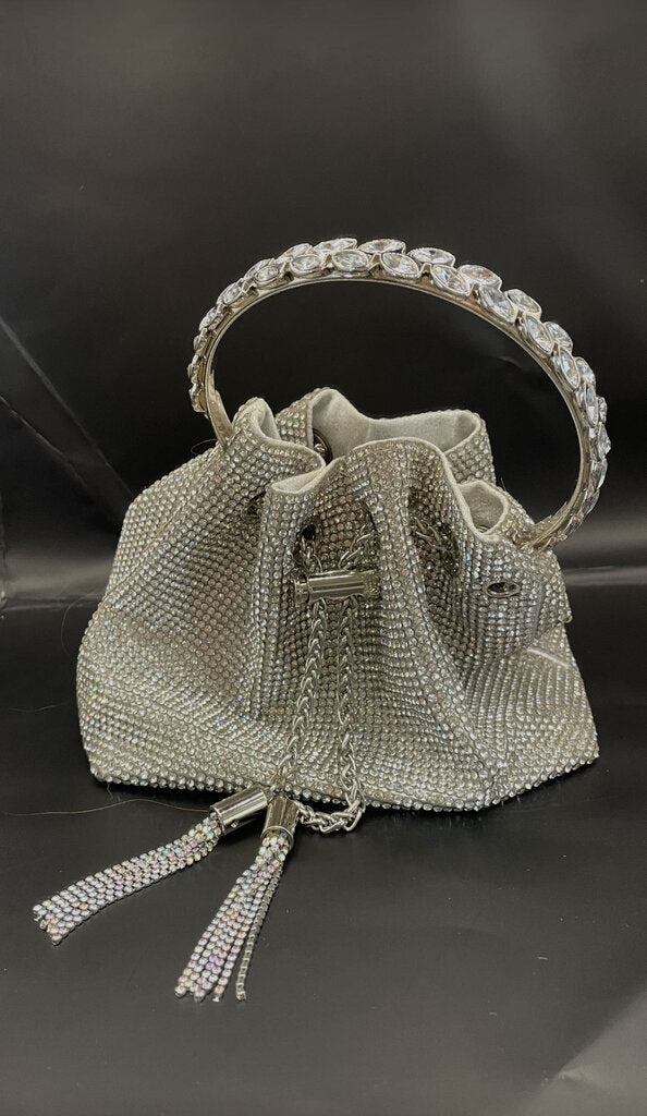 RHINESTONE CRYSTAL CLUTCH SILVER NEW