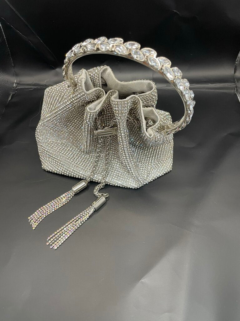 RHINESTONE CRYSTAL CLUTCH SILVER NEW