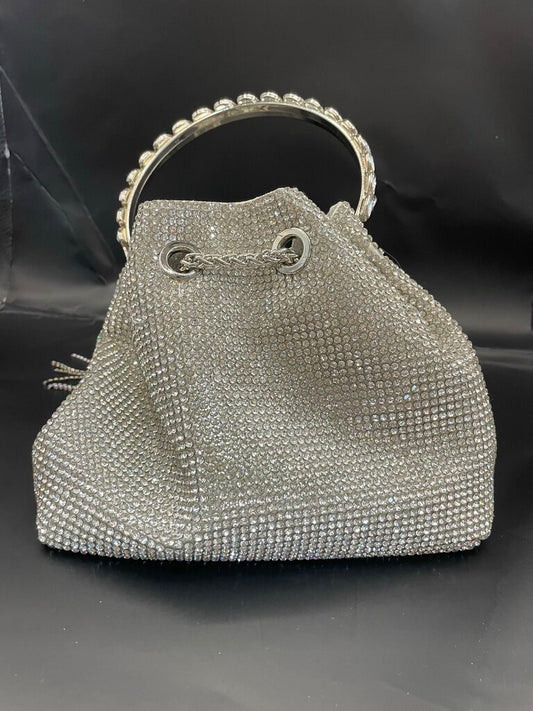 RHINESTONE CRYSTAL CLUTCH SILVER NEW