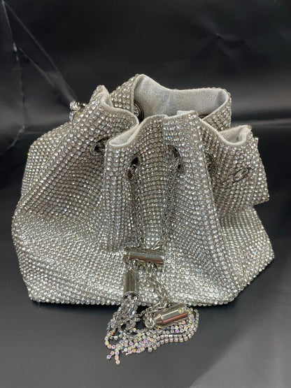 RHINESTONE CRYSTAL CLUTCH SILVER NEW