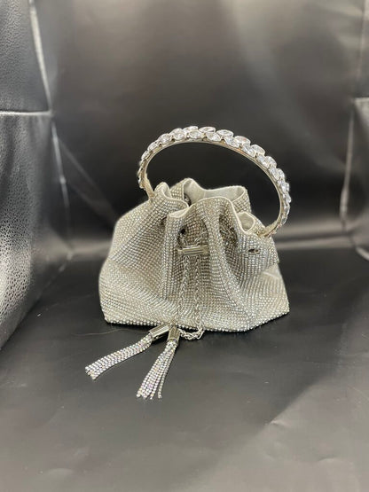 RHINESTONE CRYSTAL CLUTCH SILVER NEW