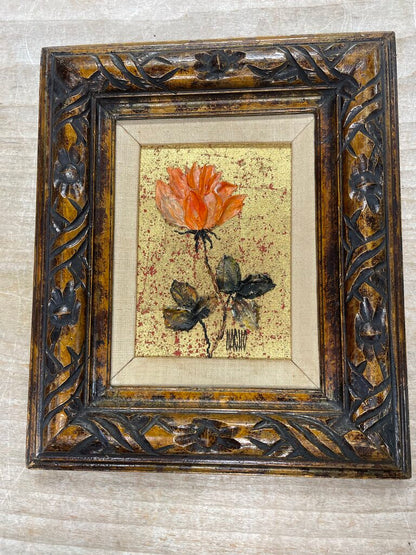 VINTAGE 3D ORANGE FLOWER OIL PAINT