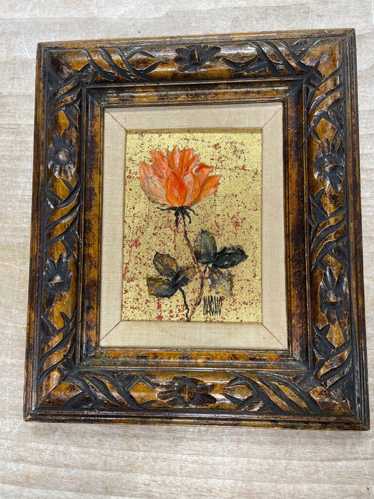 VINTAGE 3D ORANGE FLOWER OIL PAINT