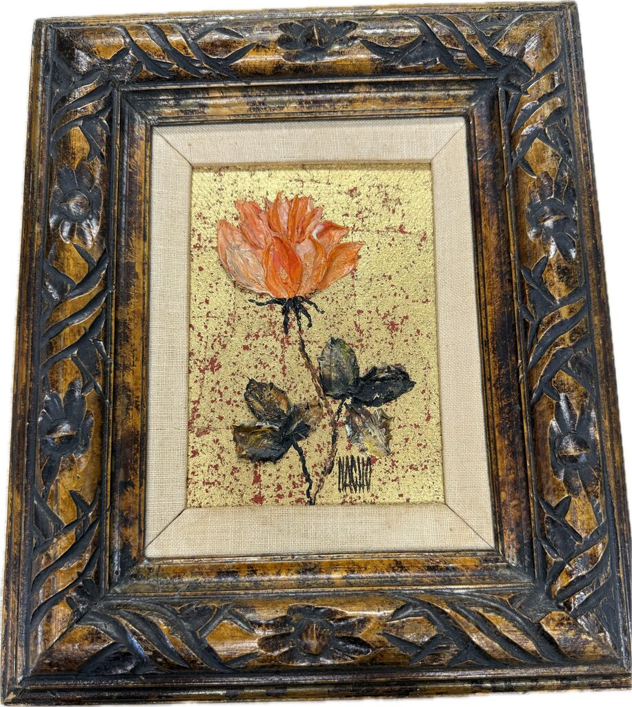 VINTAGE 3D ORANGE FLOWER OIL PAINT