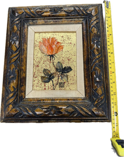 VINTAGE 3D ORANGE FLOWER OIL PAINT