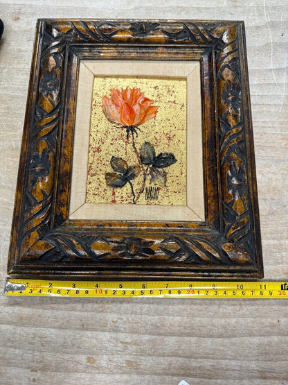 VINTAGE 3D ORANGE FLOWER OIL PAINT