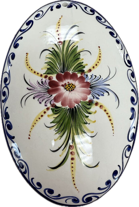 OVAL PORCELAIN FLORAL WALL HANGING