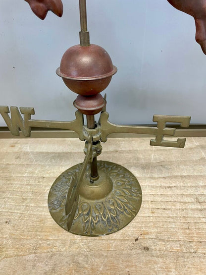 RARE VINTAGE COPPER AND BRASS DEER STAG WEATHERVAVE AND WIND INDICATOR