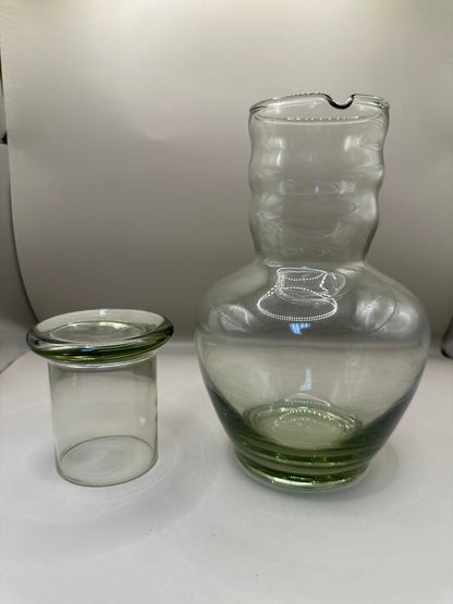 VINTAGE 1940's DUNBAR GLASS TUMBLE UP BEDSIDE WATER CARAFE PITCHER