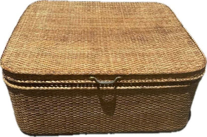 LARGE VINTAGE MALAYSIAN WICKER TRUNK TABLE