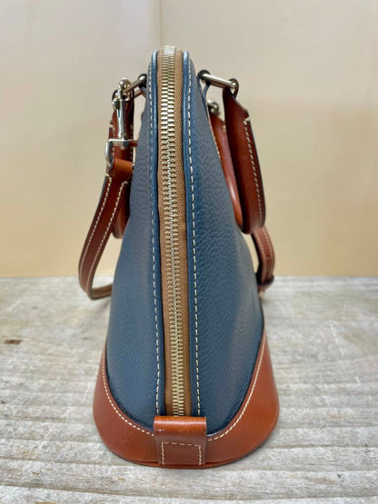 DOONEY AND BOURKE TAN AND GREY BLUE PURSE