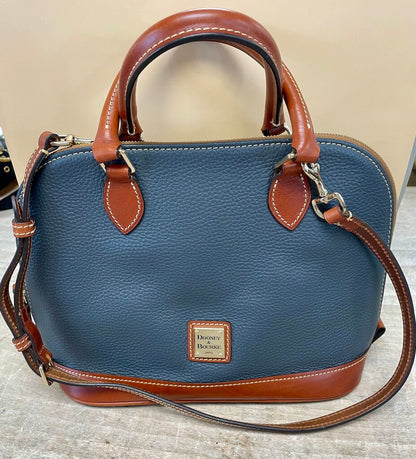 DOONEY AND BOURKE TAN AND GREY BLUE PURSE