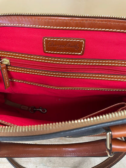 DOONEY AND BOURKE TAN AND GREY BLUE PURSE