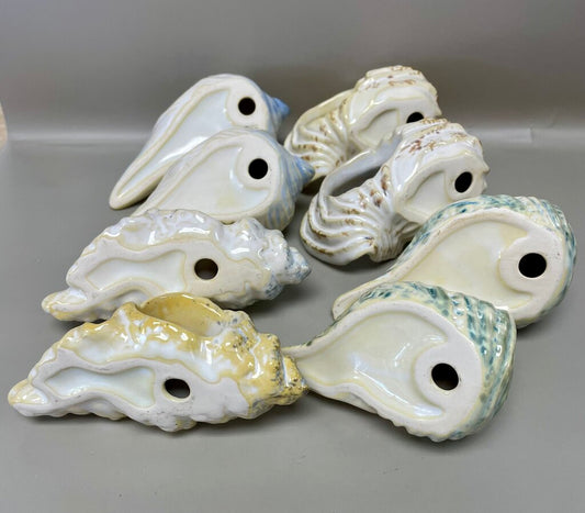 CERAMIC SEASHELL NAPKIN RINGS SET OF 8