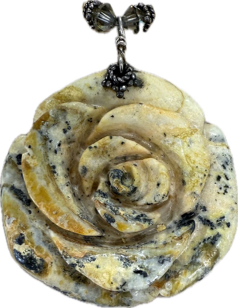 925 CITRINE NECKLACE WITH STONE FLOWER PENDANT