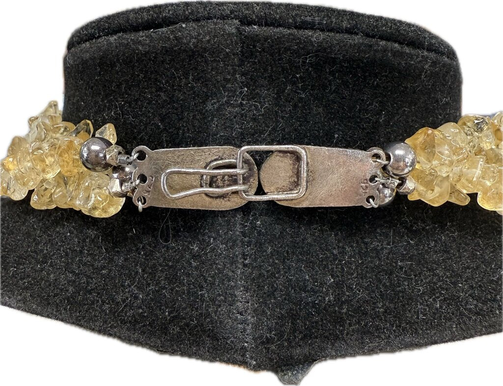 925 CITRINE NECKLACE WITH STONE FLOWER PENDANT