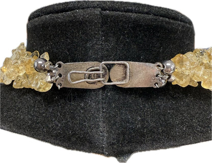 925 CITRINE NECKLACE WITH STONE FLOWER PENDANT