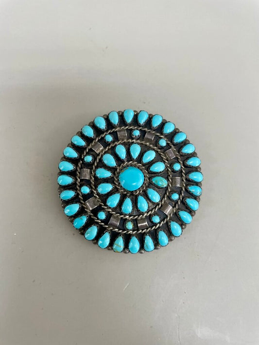 NAVAJO 925 AND TURQUOISE BROOCH