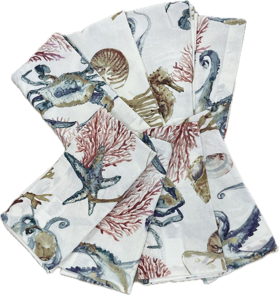 COASTAL POTTERYBARN NAPKINS SET OF 8