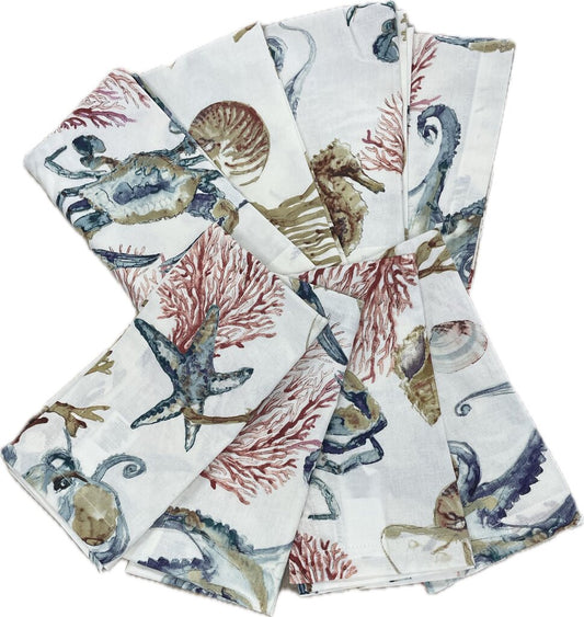 COASTAL POTTERYBARN NAPKINS SET OF 8