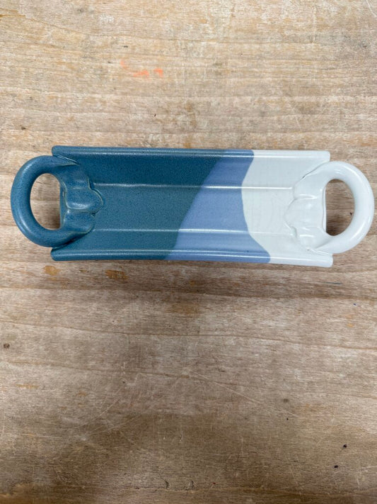 CERAMIC BLUE TO CREAM SMALL TRAY