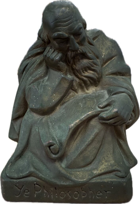 BRONZE BUST/BOOKEND YE PHILOSOBHER SIGNED S. MORANI