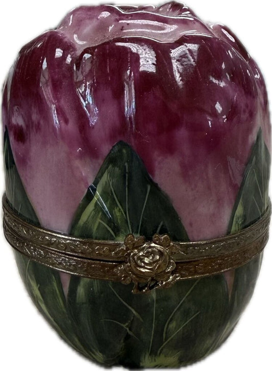 VINTAGE LIMOGES ROSEBUD PORCELAIN PILL BOX