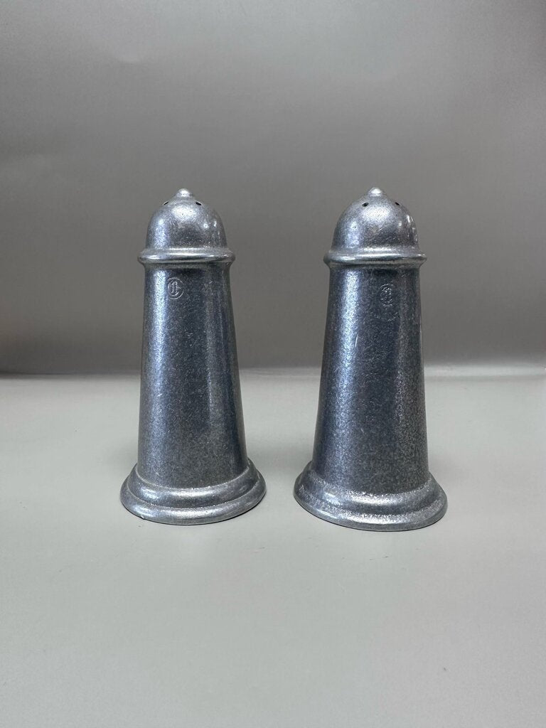 VINTAGE PEWTER SALT AND PEPPER SHAKERS