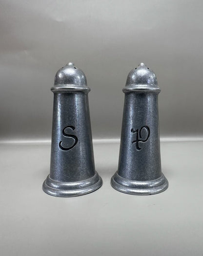 VINTAGE PEWTER SALT AND PEPPER SHAKERS