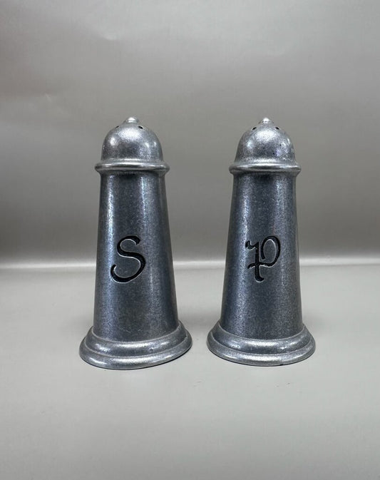 VINTAGE PEWTER SALT AND PEPPER SHAKERS
