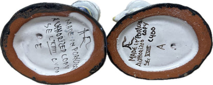 VINTAGE POTTERY BIRD POTTERY MADE IN PORTUGAL CANDLE STICK HOLDER SET OF 2