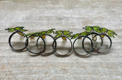 BEADED PALM TREE NAPKIN RING HOLDER SET OF 7