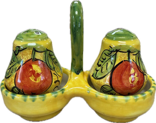 CERAMICHE SICLILANE SALT AND PEPPER WITH HOLDER