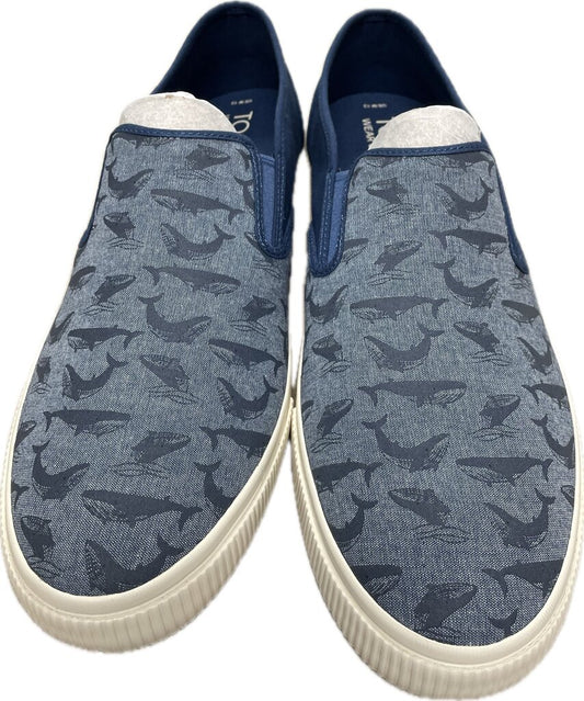 TOMS SHOES BAJA BLUE GLOW IN THE DARK WHALE SLIP ON SNEAKERS MENS US 13