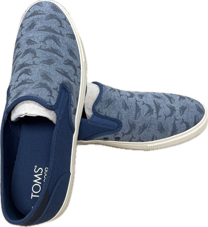 TOMS SHOES BAJA BLUE GLOW IN THE DARK WHALE SLIP ON SNEAKERS MENS US 13
