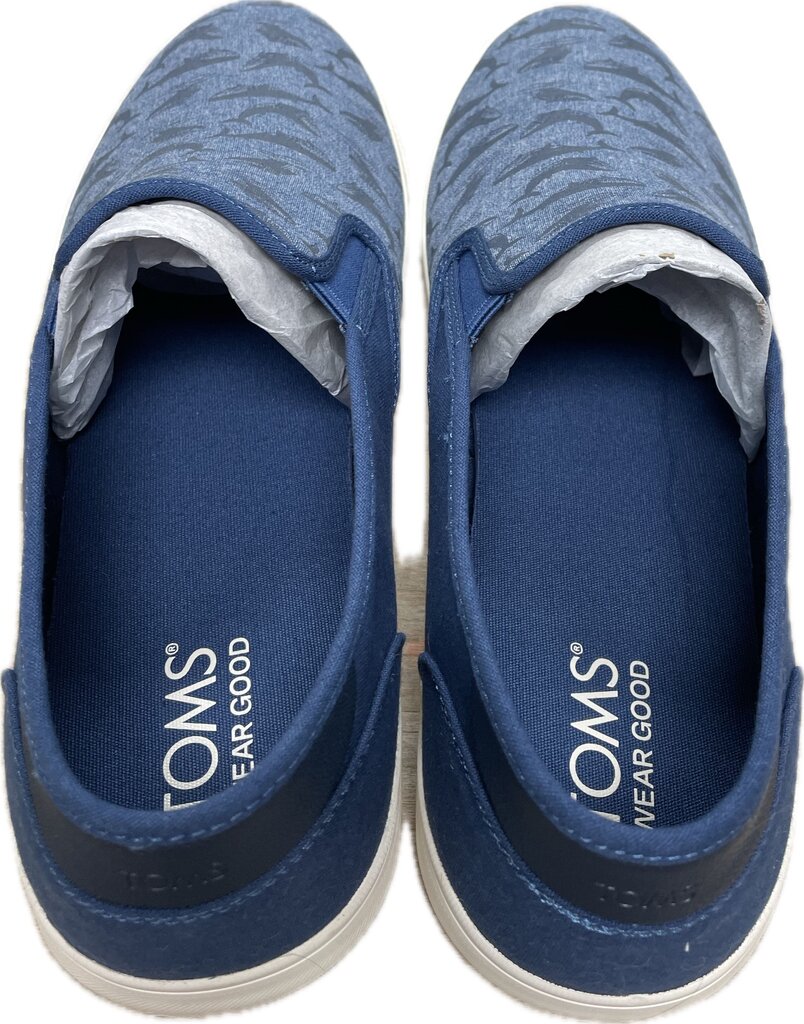 TOMS SHOES BAJA BLUE GLOW IN THE DARK WHALE SLIP ON SNEAKERS MENS US 13