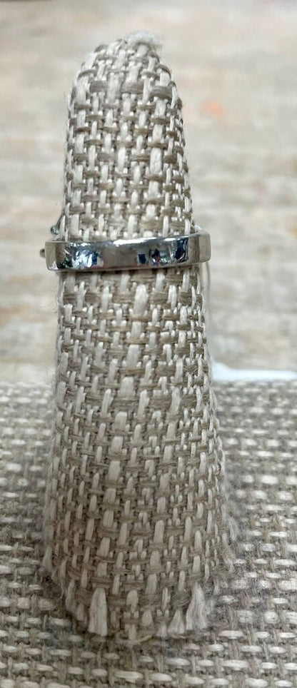 STERLING SILVER LAB CREATED WHITE AND SAPPHIRE ART DECO STYLE RING SIZE 8 BLUE