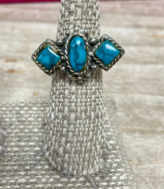 VINTAGE TURQUOISE ROTATING RING SIZE 7.5
