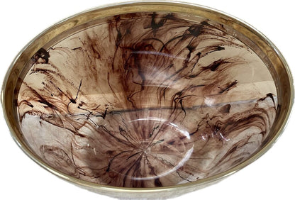 CHRISTIAN DIOR FAUX TORTOISE LUCITE WASTEPAPER BASKET WITH 22 KT GOLD PLATED RIM