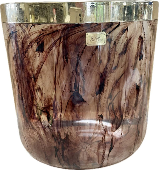 CHRISTIAN DIOR FAUX TORTOISE LUCITE WASTEPAPER BASKET WITH 22 KT GOLD PLATED RIM