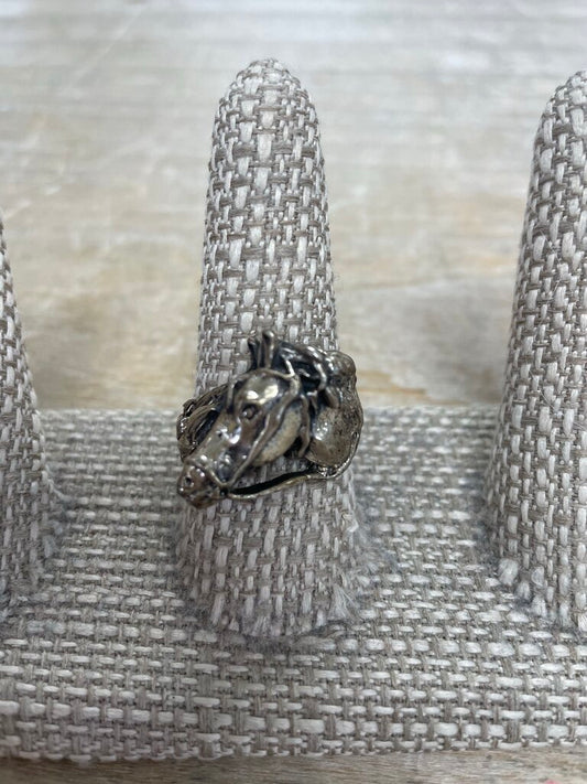 VINTAGE MEXICAN STERLING SILVER HORSE RING SIZE 10.5