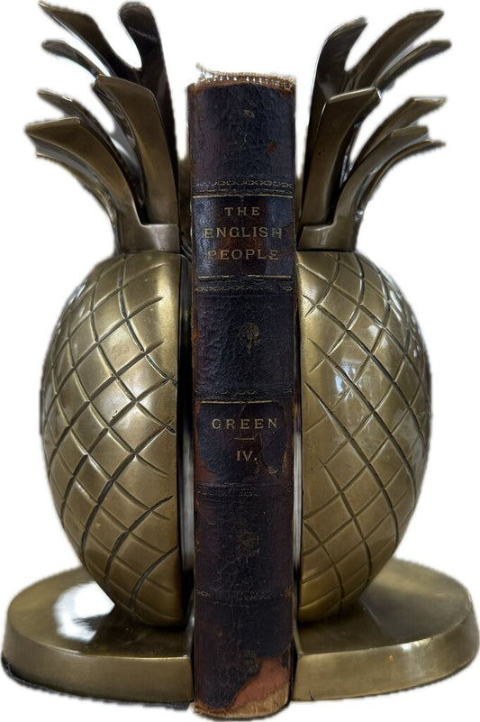 VINTAGE BRASS TROPICAL PINEAPPLE BOOKENDS
