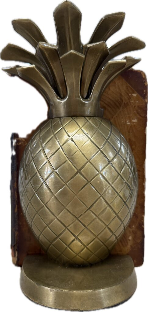 VINTAGE BRASS TROPICAL PINEAPPLE BOOKENDS