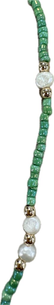 GREEN BEAD AND FRESHWATER PEARL NECKLACE