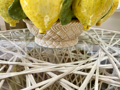 MCM ITALIAN MAJOLICA LEMON BASKET CENTERPIECE 11X10X9.5